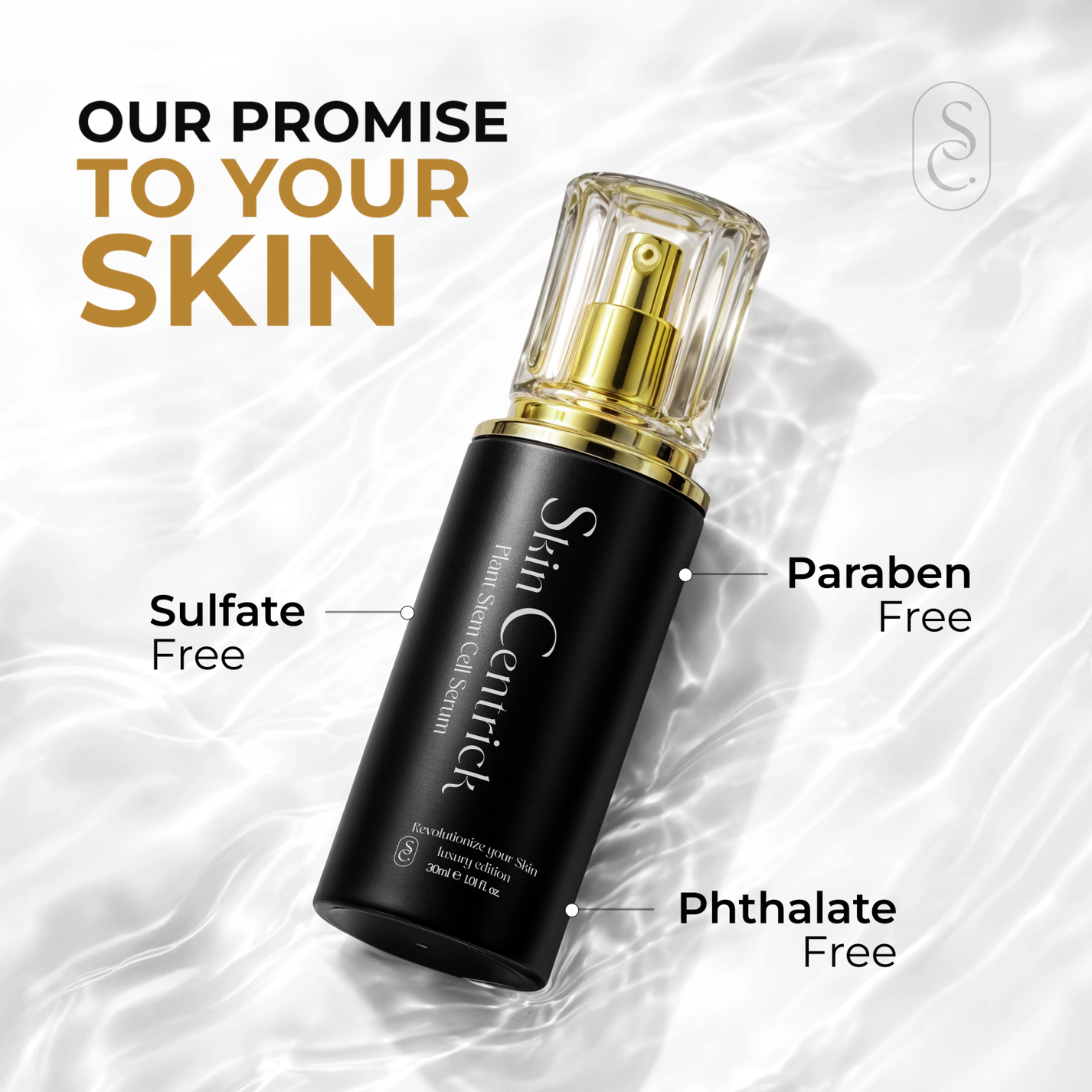 Skin Centrick | Face Serum | Hydrating & Smoothing | Plant Stem Cells & Hyaluronic Acid | Fine Lines & Dryness | 30 ml