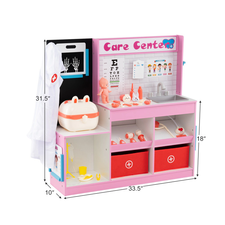 Hivvago Play Doctor's Office Wood Medical Center Toy Set with Examine Region