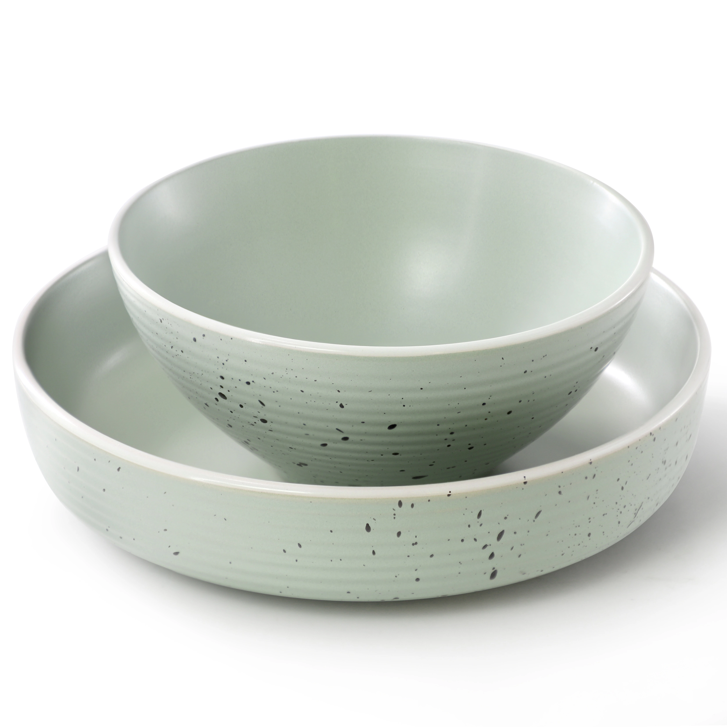 Elama Emilia 16 Piece Double Bowl Stoneware Dinnerware Set