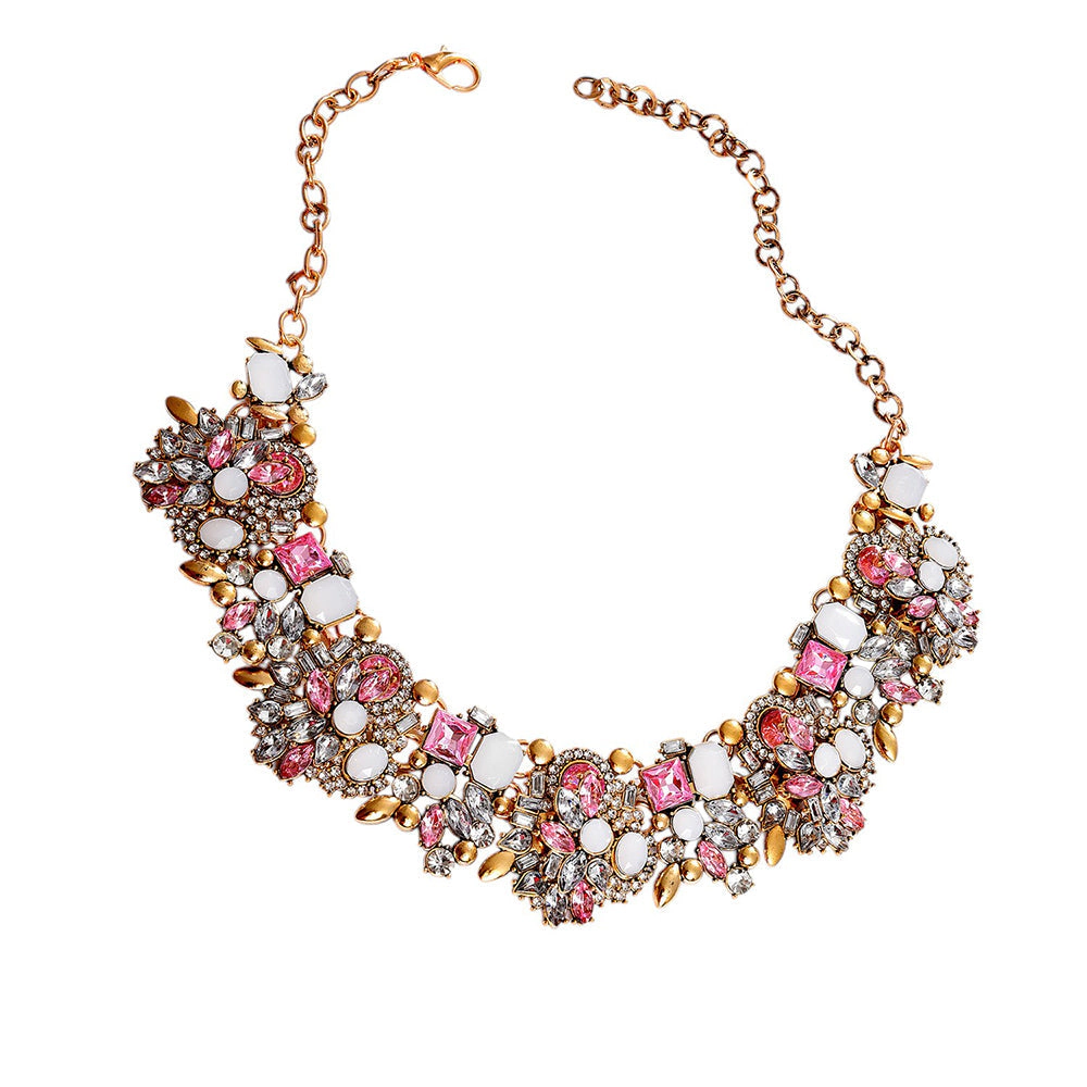 SOHI Women's Silver Plated Stone Necklace