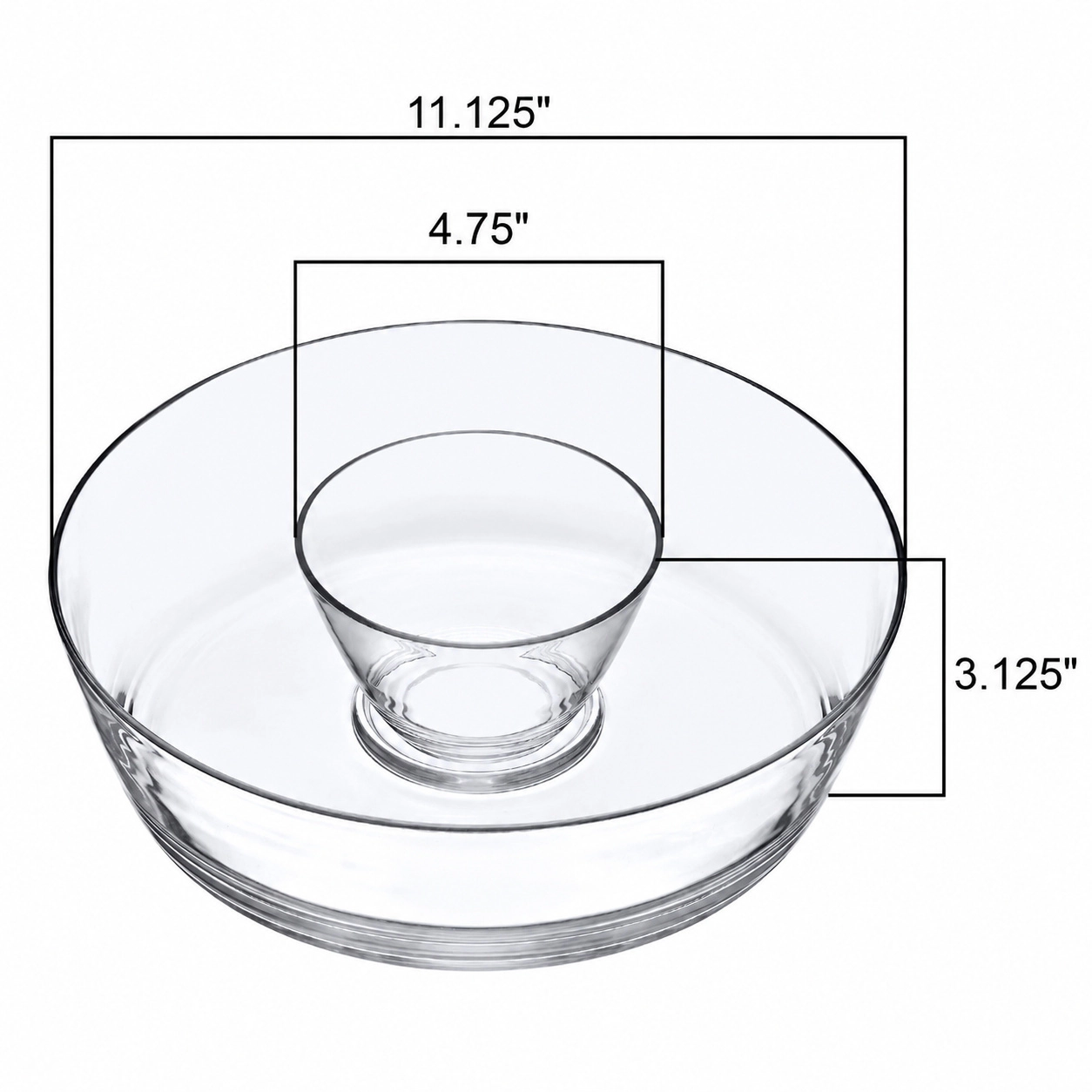 WZK 2-Pack Clear Acrylic Chip Dip Bowl Serving Platter