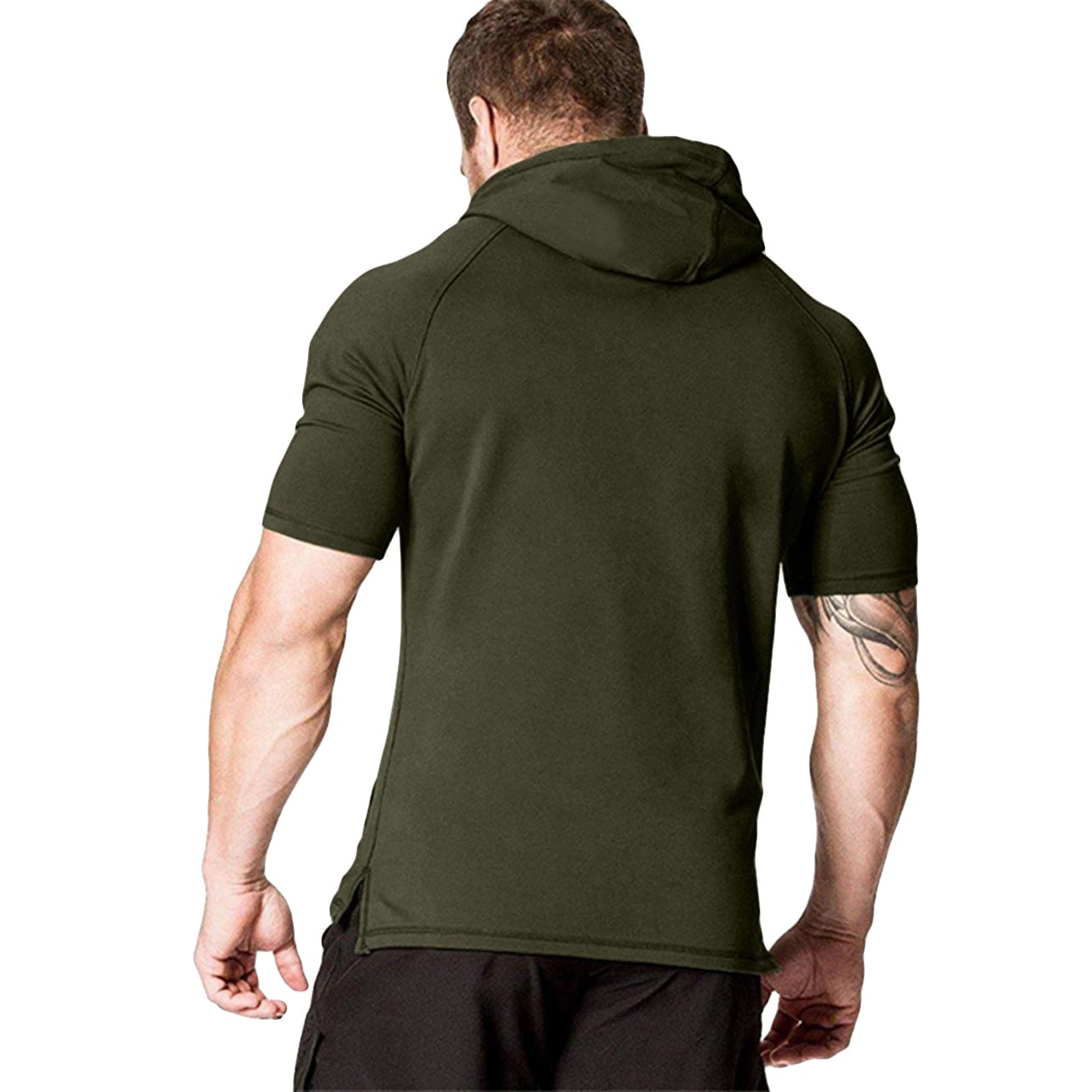 COOFANDY Men's Slim Fit Short Sleeve Hooded Pullover Hoodie