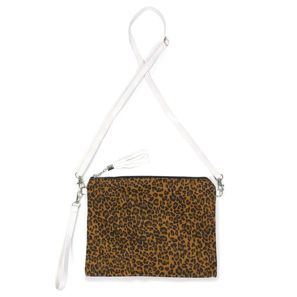 Fashnzfab Leopard Patterned Wristlet Clutch / Crossbody Bag