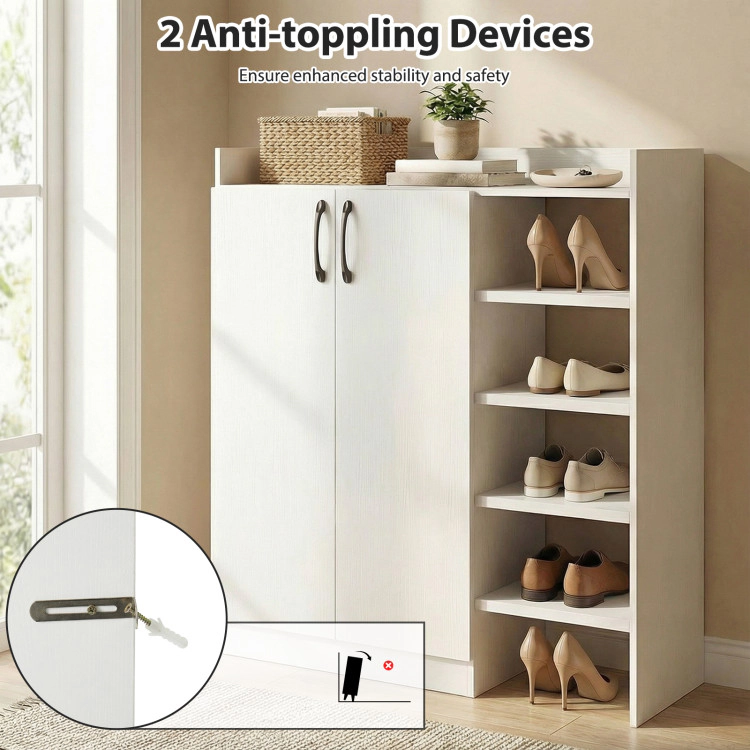 Hivvago Shoe Cabinet with 2 Doors Shoe Storage Organizer with 2 Adjustable Inner Shelves