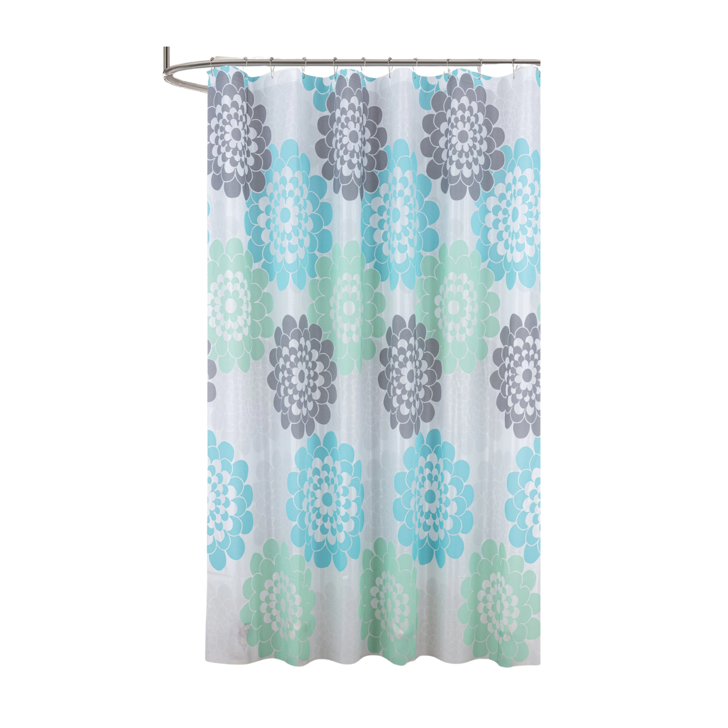 RT Designers Collection 90GSM Peva Glit Printed Marigold Shower Curtain 70" x 72" Seafoam