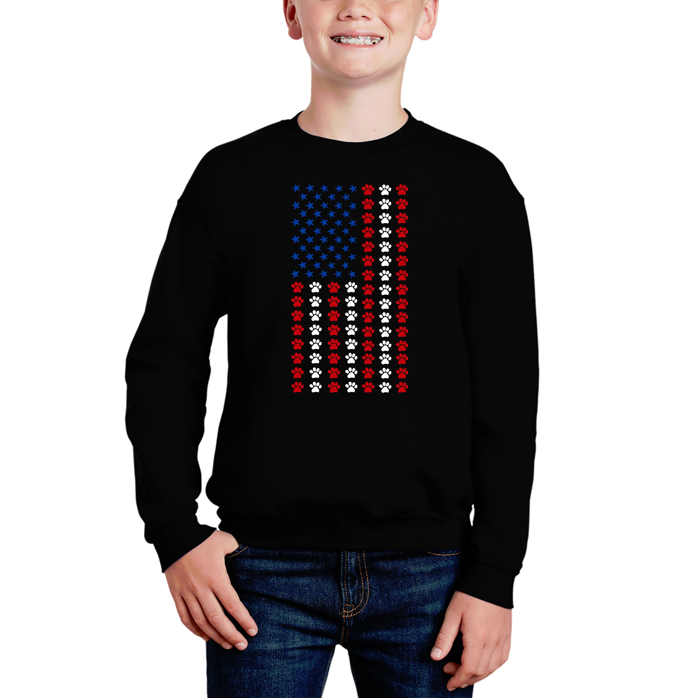 LA Pop Art Boy's Word Sweatshirt - Paws Flag