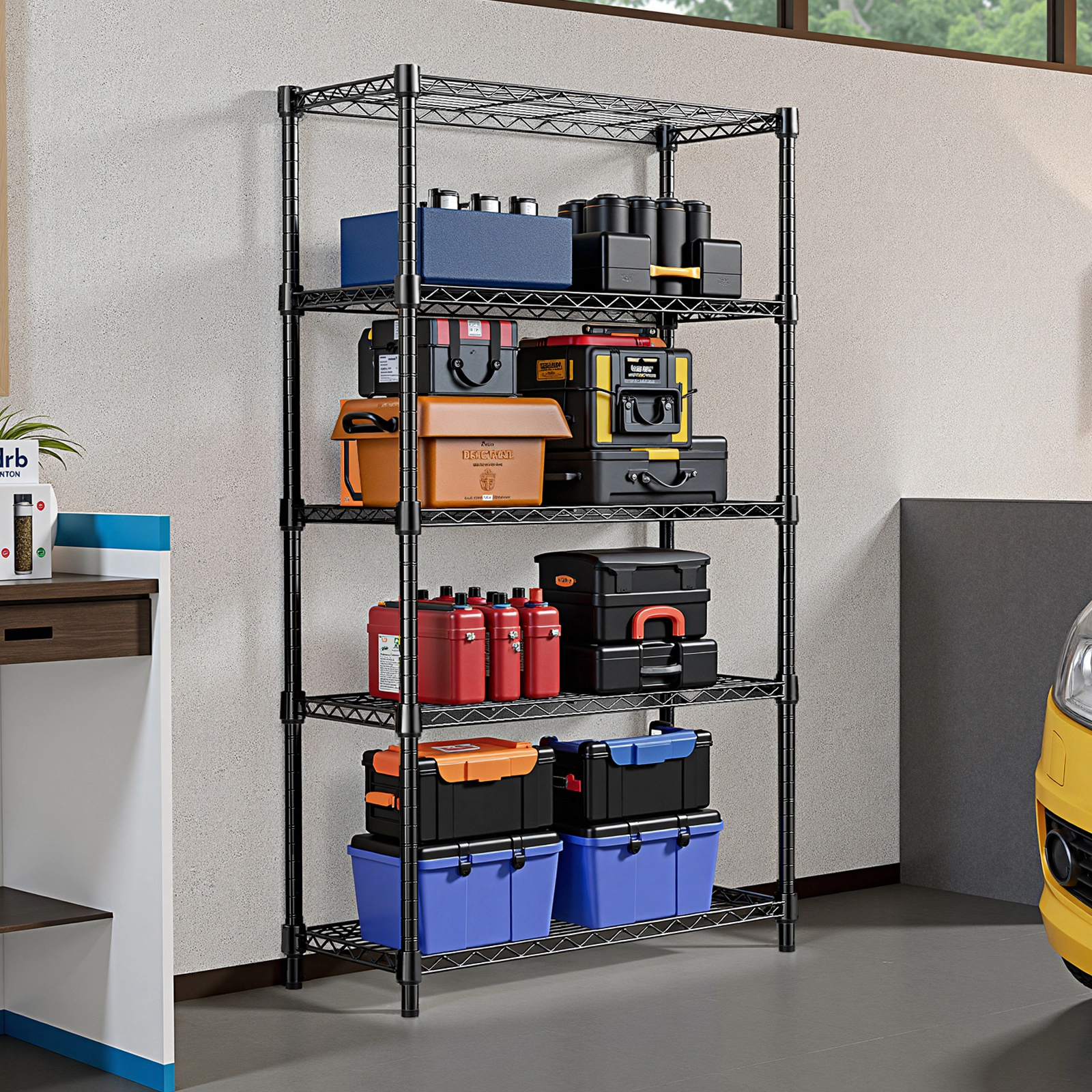 Flynama 5 Tier Chrome Shelving 1250lb Heavy Duty Space Saving Adjustable Storage Rack for Home Kitchen and Office
