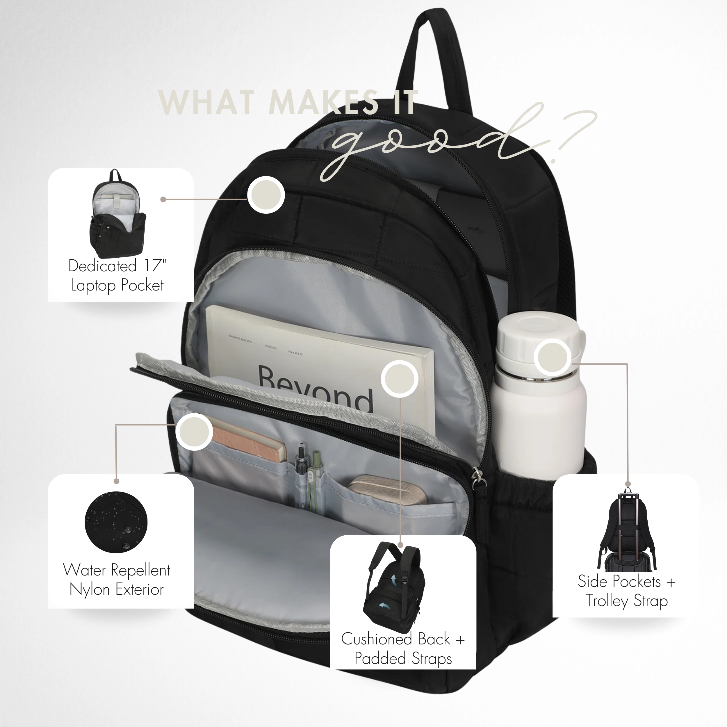 Hynes Eagle Women's Classic Panel Laptop Backpack