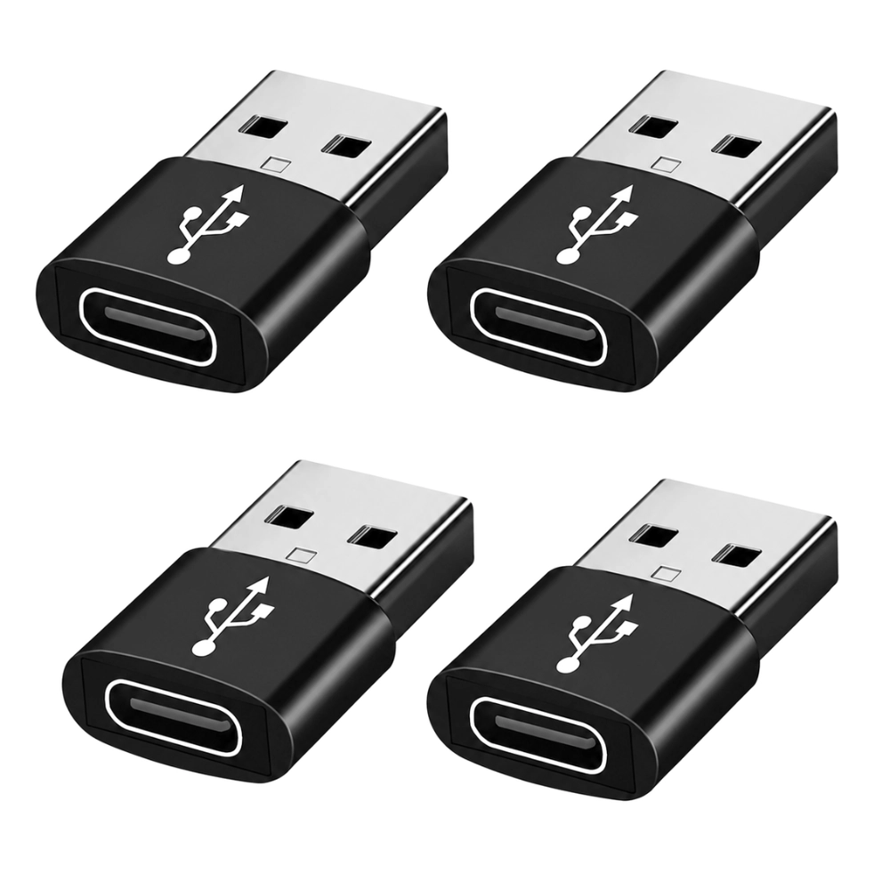 Qixxronics 4PACK USB C Female to Male Adapter, Adapter for Chargers, MacBook, Laptops, PC, Computers and More