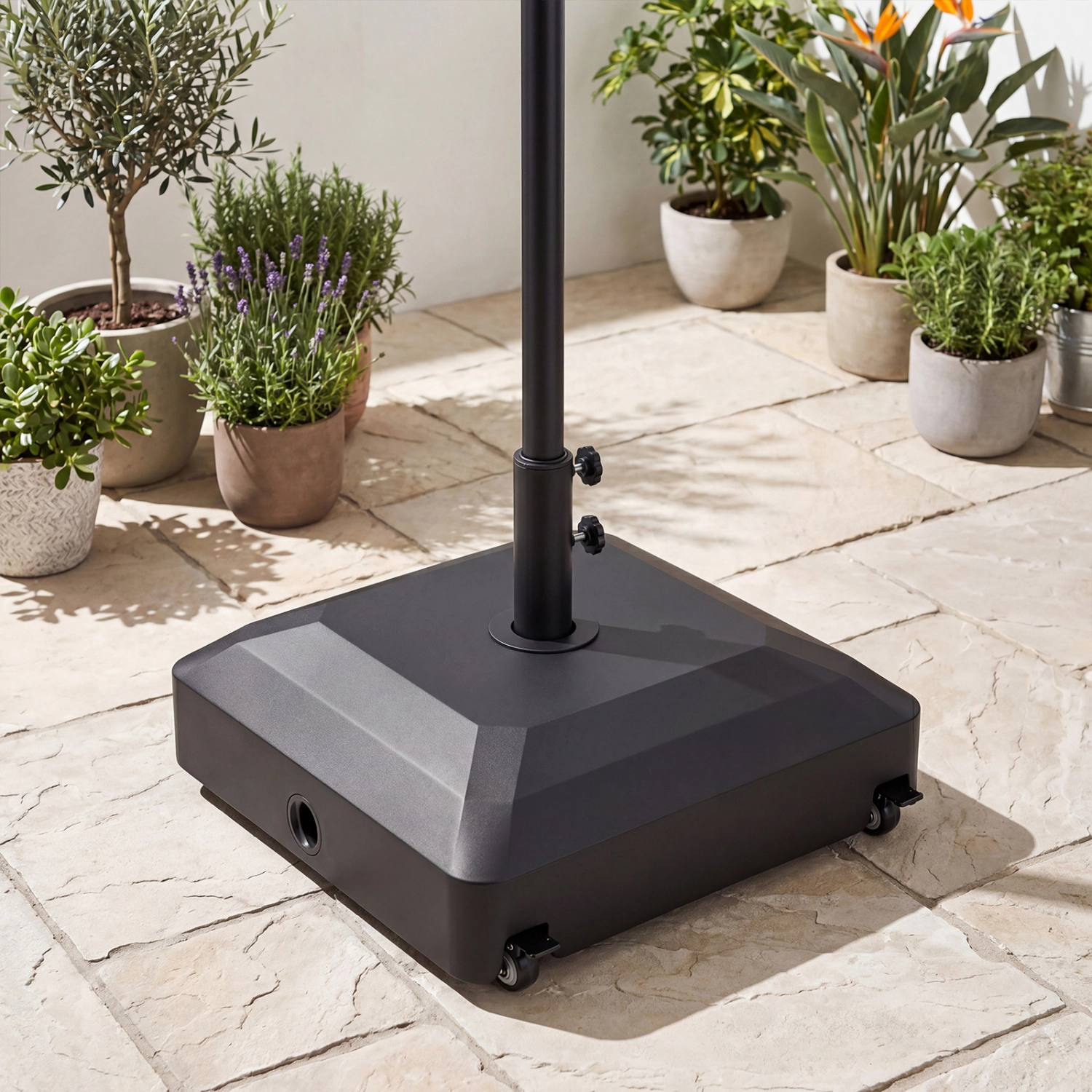 Slickblue Weighted Outdoor Umbrella Base with Locking Wheels for Patio, Deck and Poolside