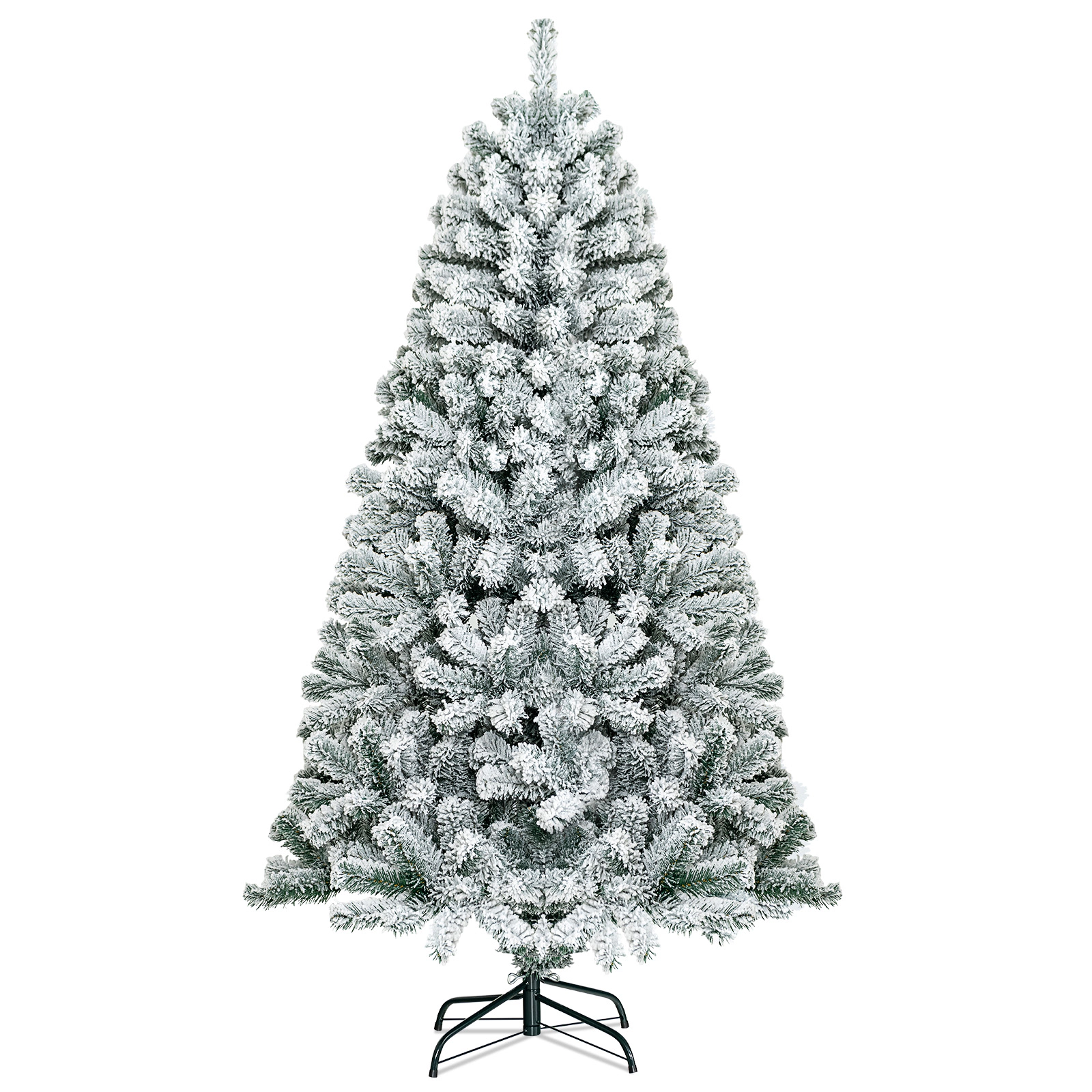 Costway 9 FT Flocked Cedar Christmas Tree Unlit Hinged White