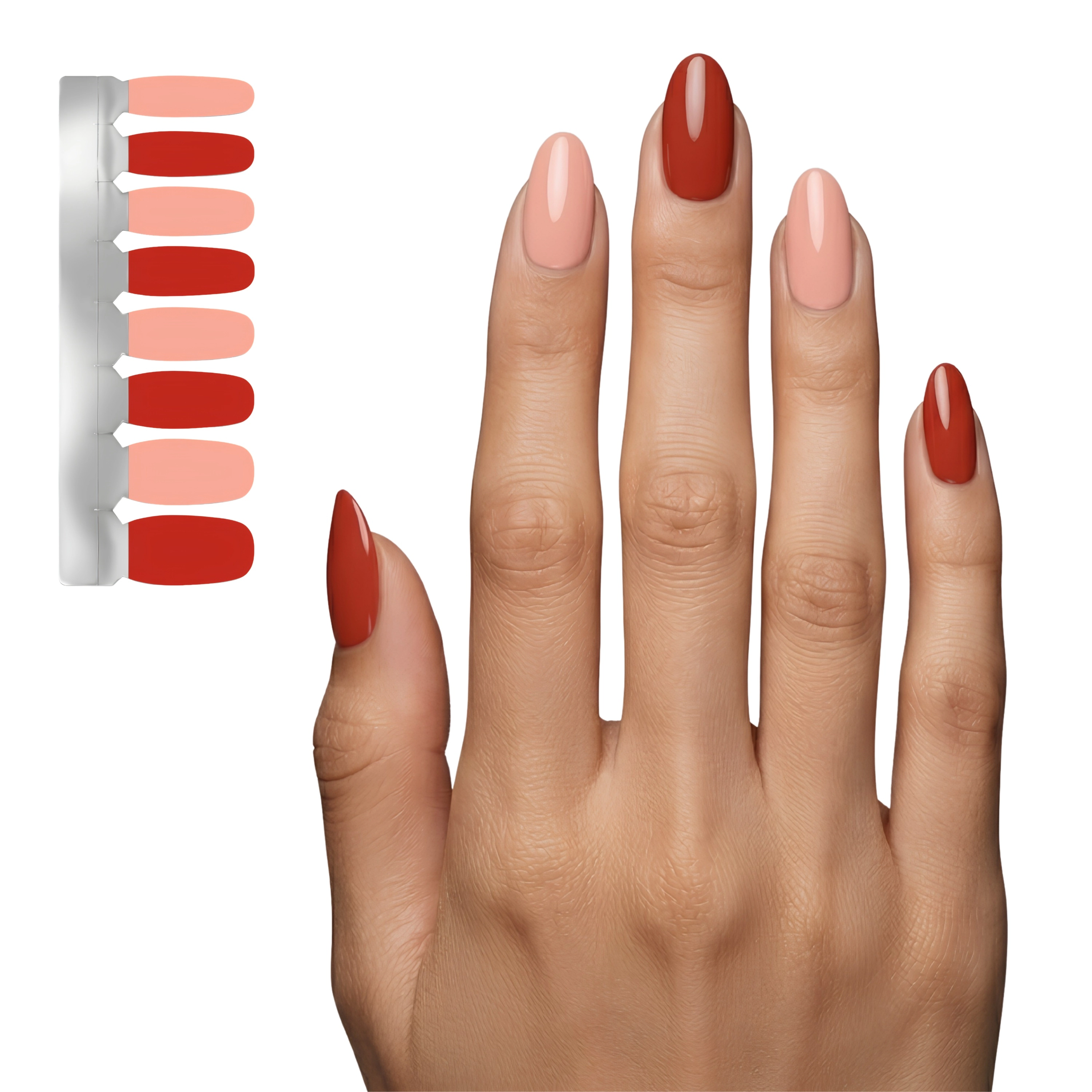 XPNail Women's 2-Pack Bundle of Nail Polish Strips Red Pink Mixed 16ct
