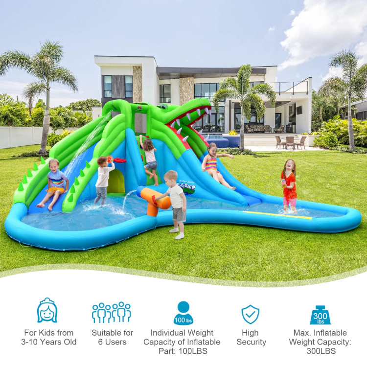 Hivvago 7-in-1 Inflatable Bounce House with Splashing Pool without Blower