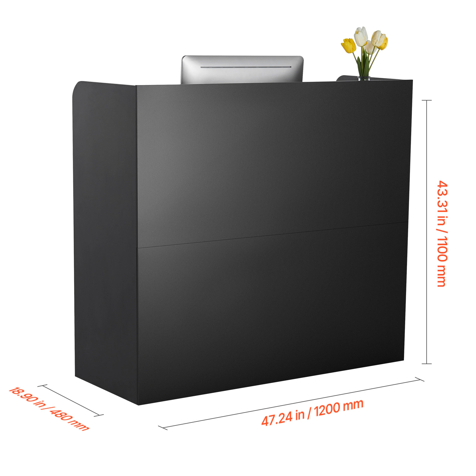 HONGGE Reception Desk 47 Inch Rectangular Front Counter Table Office with and for Checkout Lobby Beauty