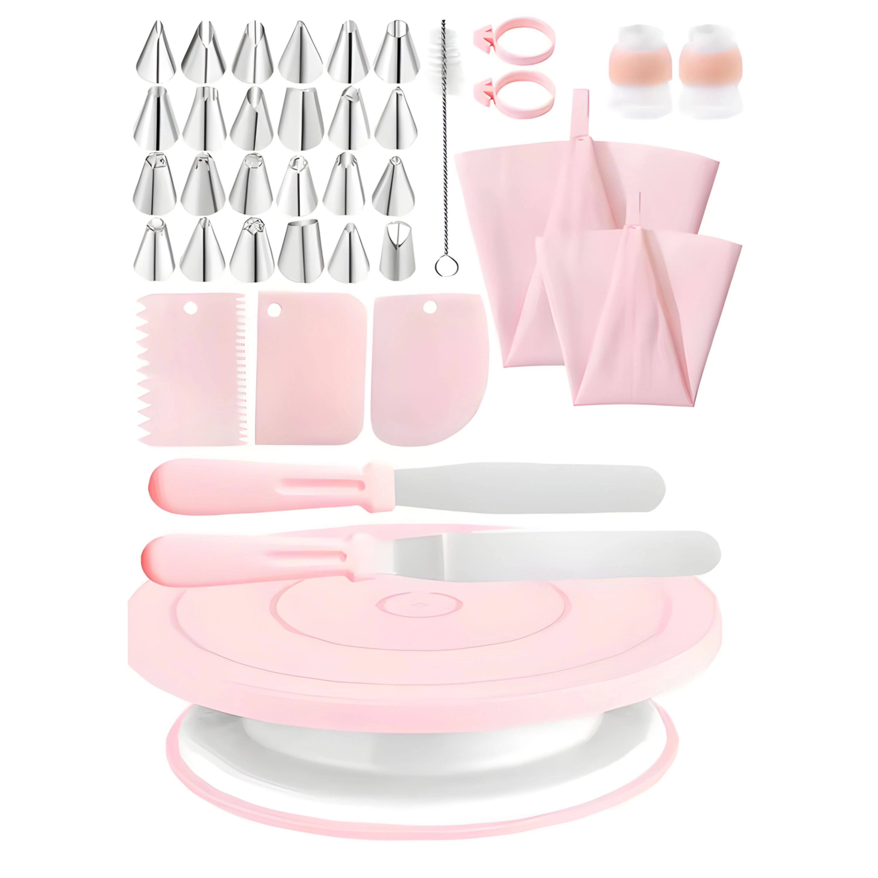 Kitcheniva 37-Piece Set, 10.8 Inch Revolving Plastic Cake Turntable Stand With Cake Decorating Kits