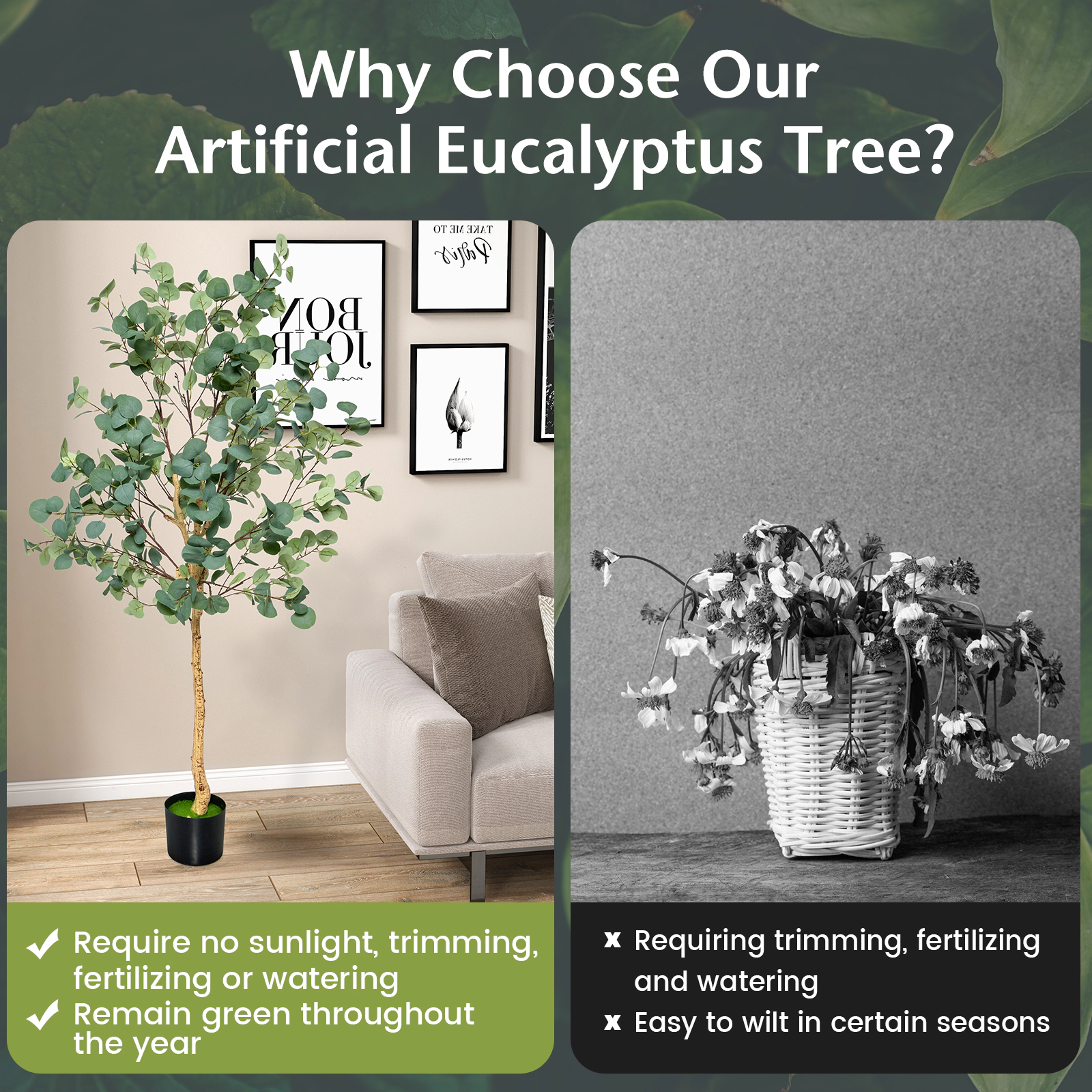 SlickBlue  Set of 2 5.5 ft Faux Eucalyptus Tree with Decorative Planter
