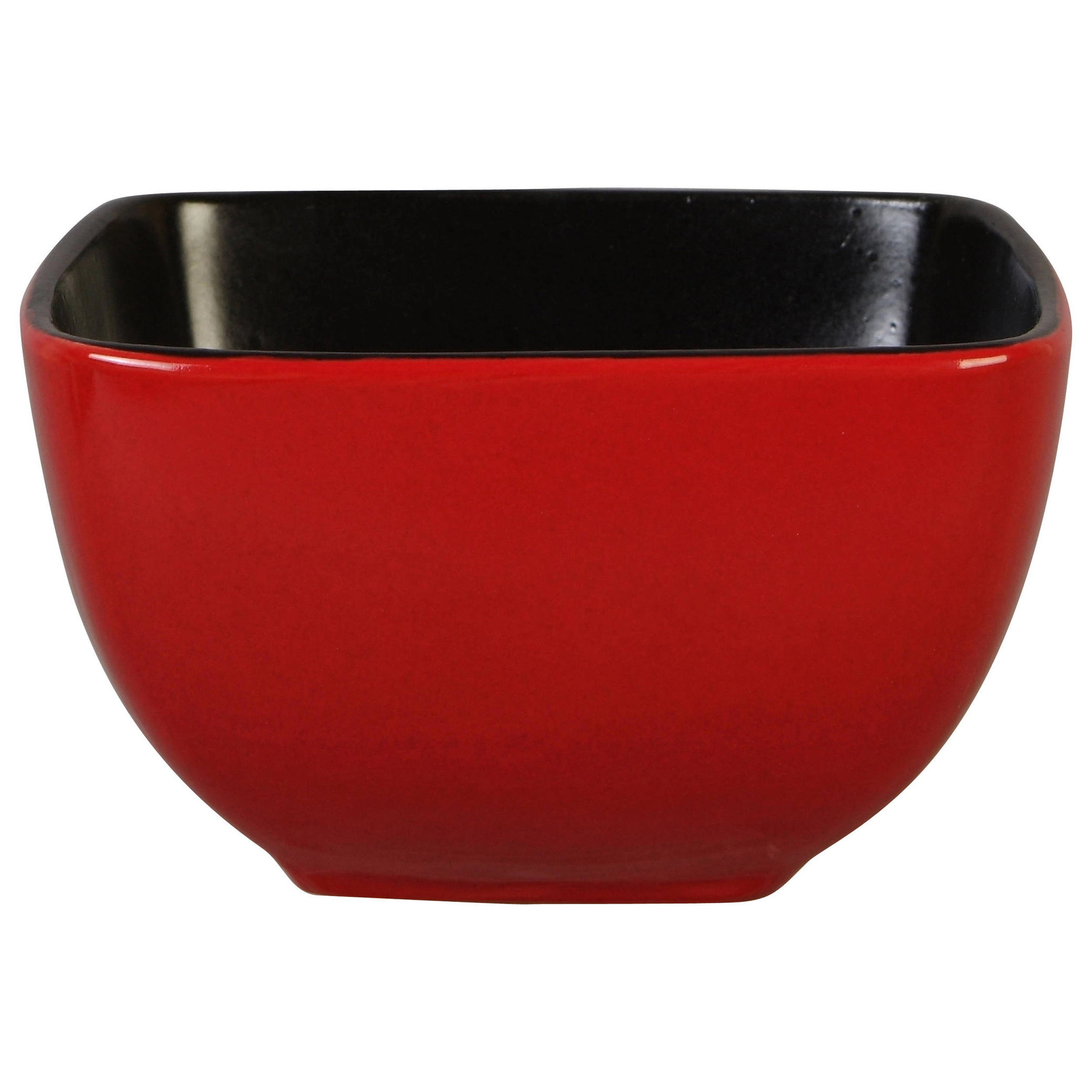 Gibson Home Rave Red 16 Piece Square Stoneware Dinnerware Set in Red and Black