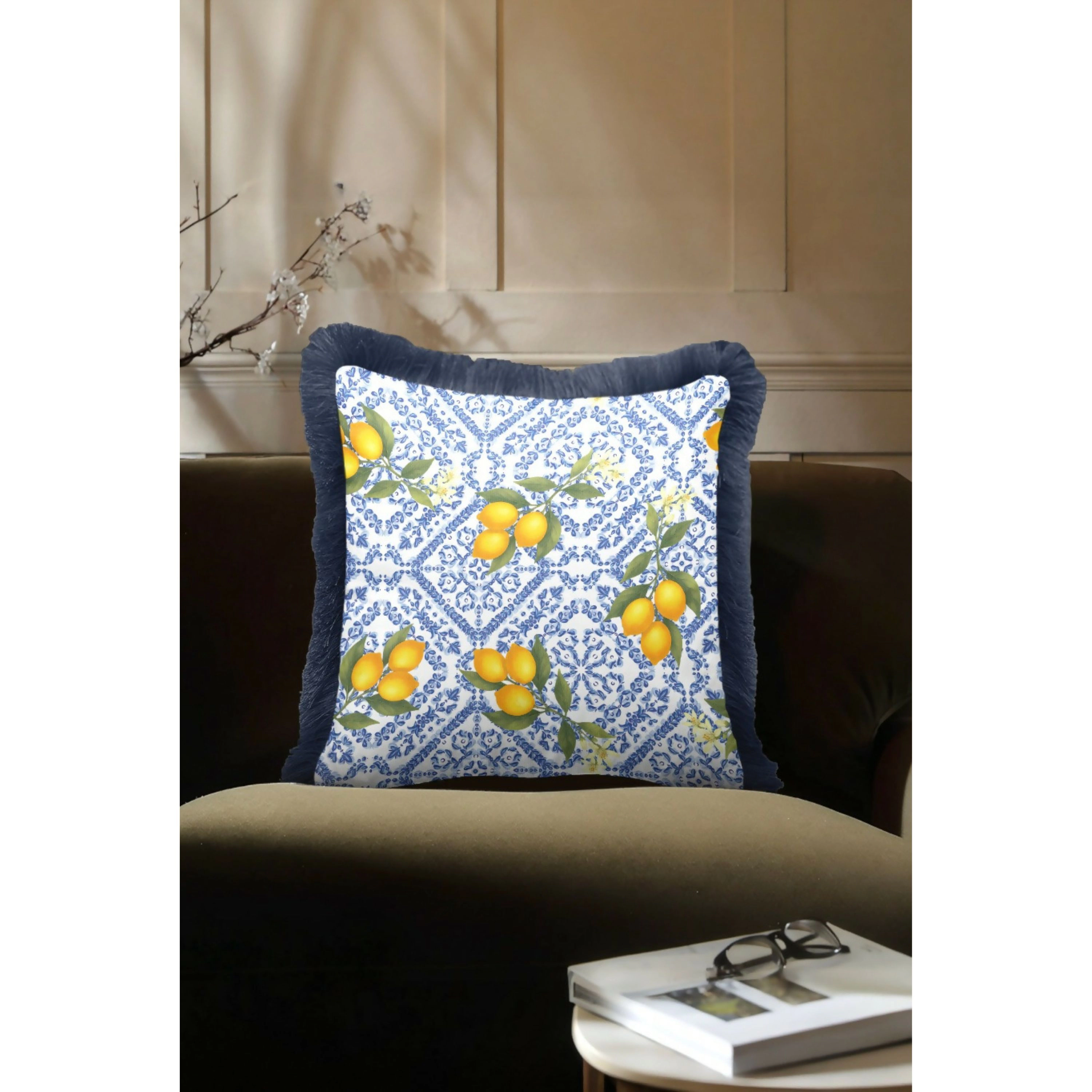 Wear Sierra Lemon & Blue Floral Set of 2 Throw Pillow Covers