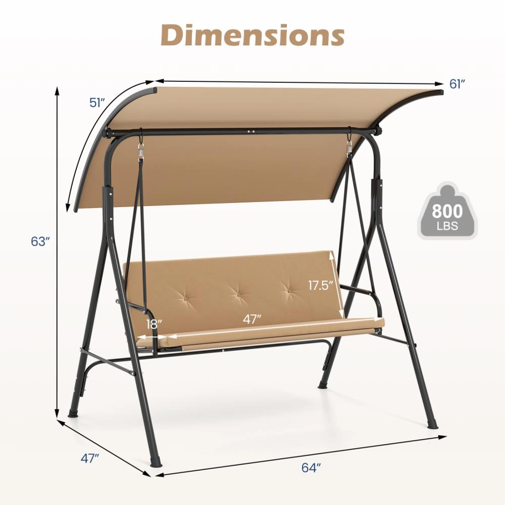 Hivvago Patio Swing Chair With Adjustable Canopy & Removable Cushion And Metal Stand