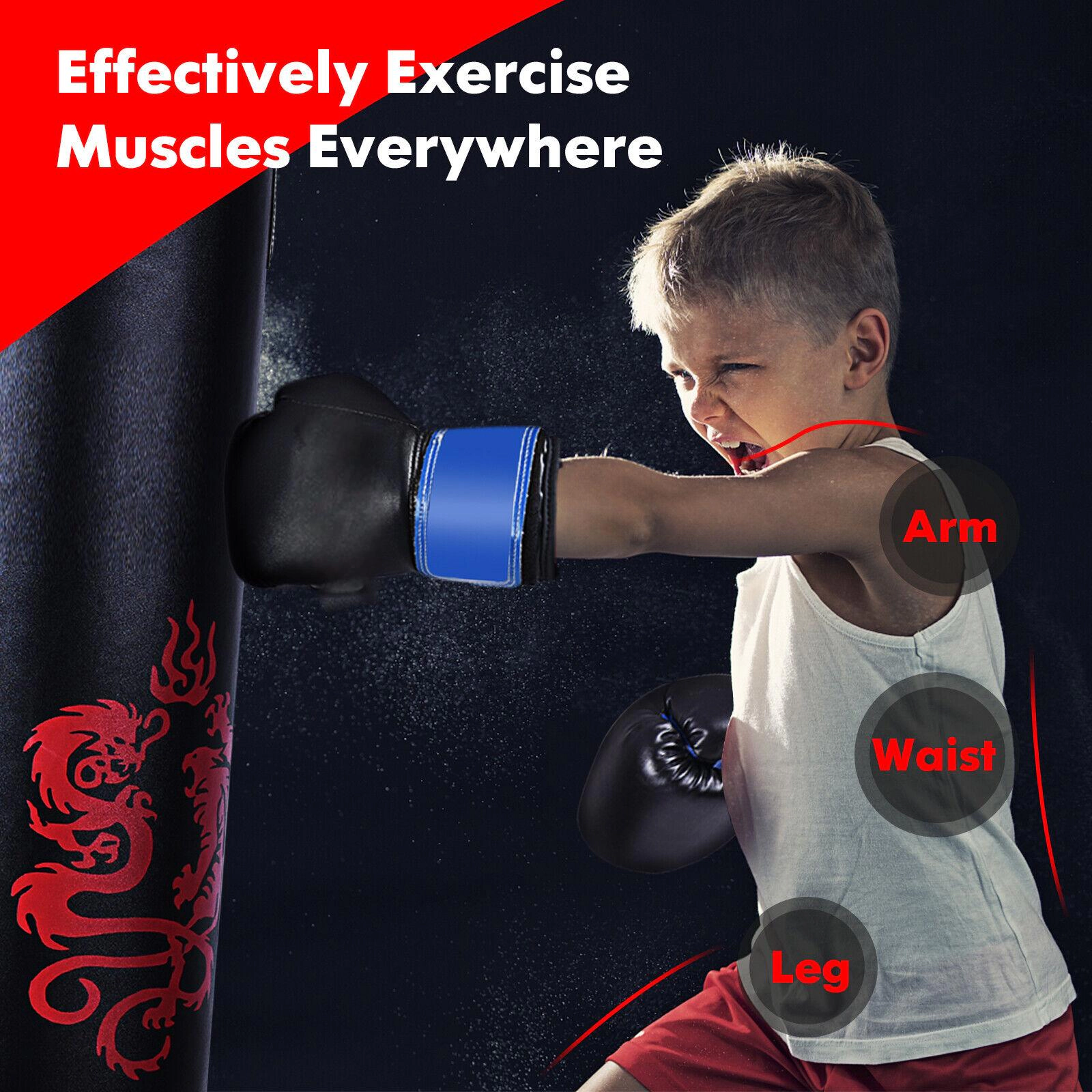 SUGIFT 5-Piece 40-lb Filled PU Punching Boxing Set with 28 x 10 x 10 in Sandbag Ages 5+ Black Blue Red White