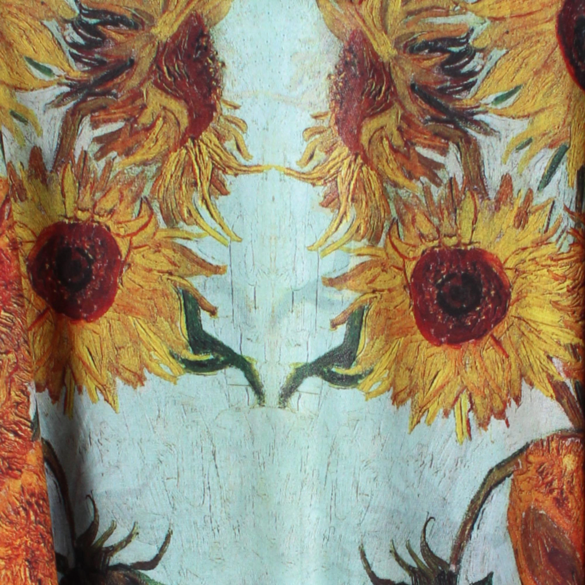 The Magic Scarf Company Women's Van Gogh Sunflowers Print Ruana Shawl Cape