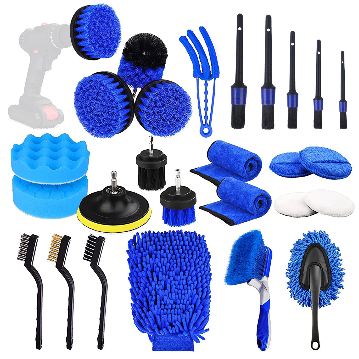 GBruno 26-Piece Drill Brush Car Detailing Kit