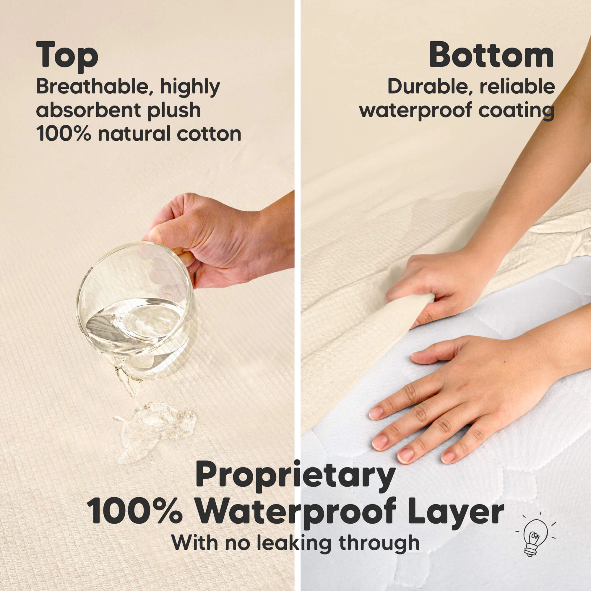 KeaBabies 2-Pack Quin Protect+ Waterproof Crib Mattress Protector