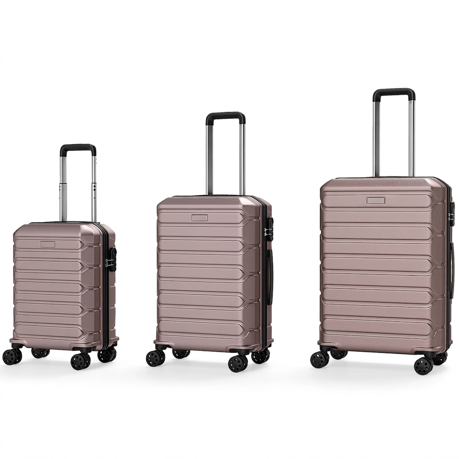 SUGIFT 3-Piece Hardside Suitcase Set with 8-Spinner Wheels Pink