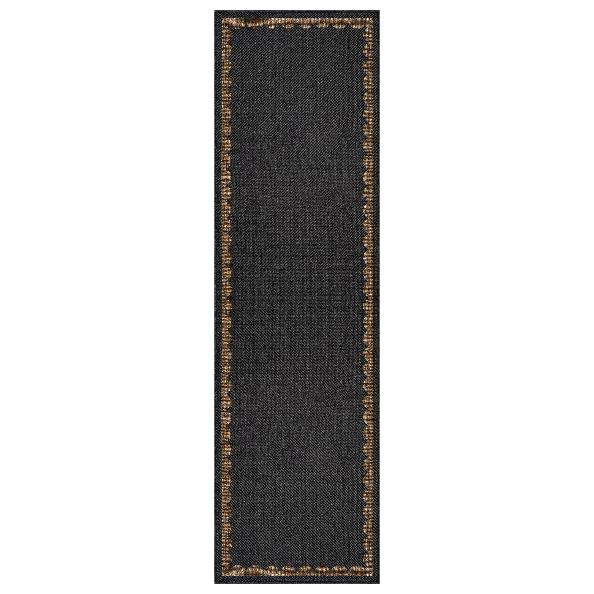 World Rug Gallery Scallop Border Indoor/Outdoor Flat Woven - Natural Jute-Style, Patio for Backyard Porch Deck