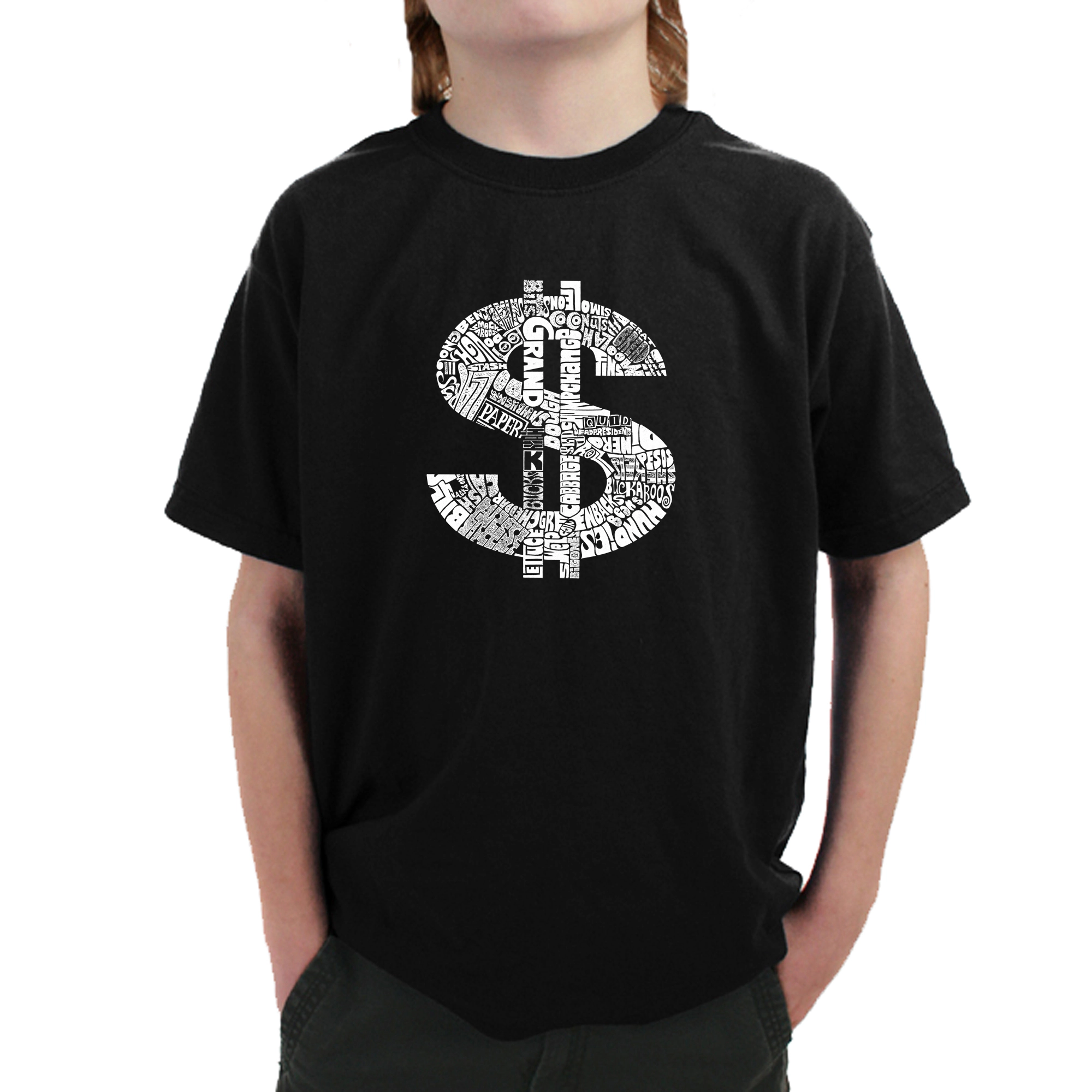 LA Pop Art Boy's Word T-Shirt - Dollar Sign