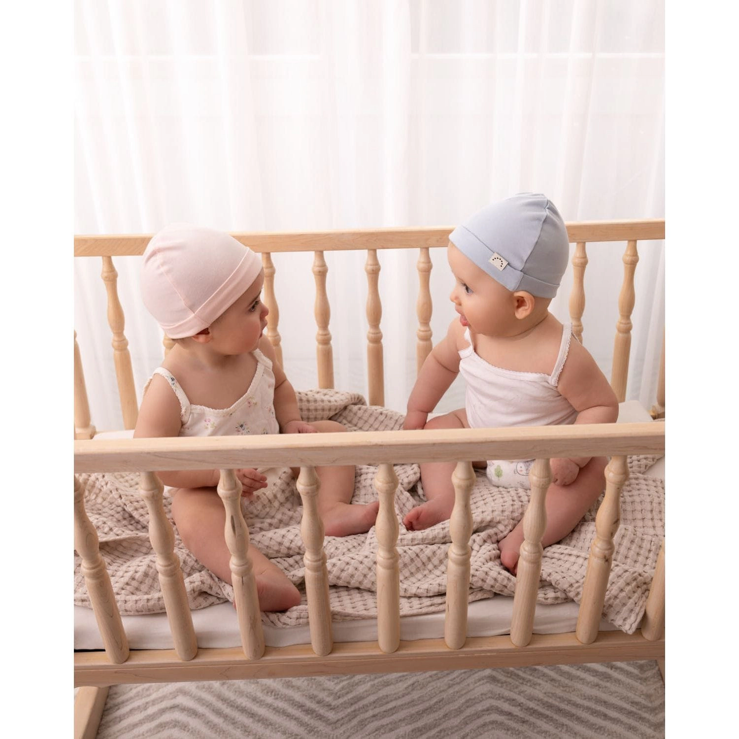 Memoi Infant Girls Solid Color Cotton Rich Baby Beanie