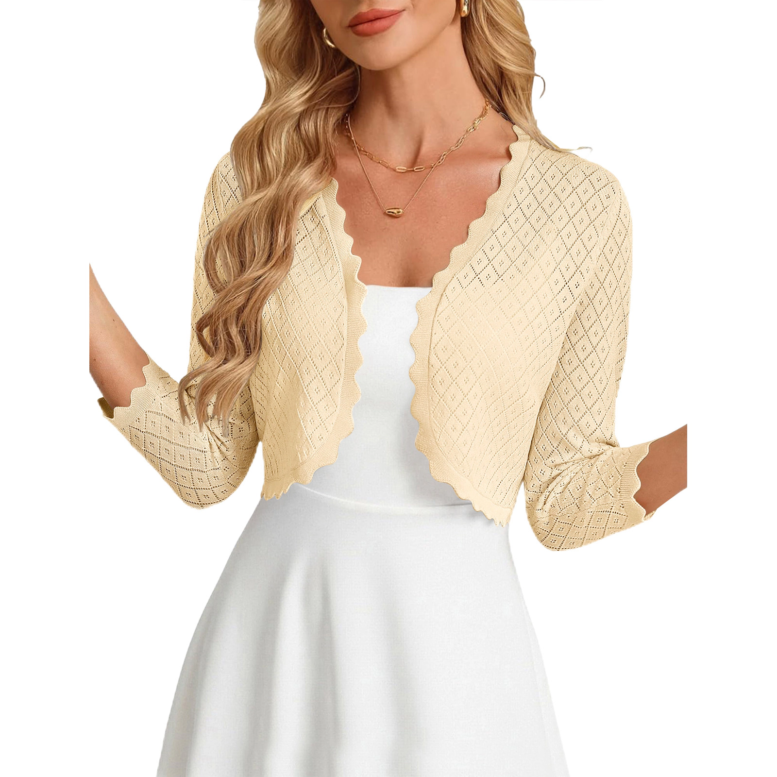 Keedahoe Women's Fashion Fall Outfits Knitwear Lightweight 3/4 Sleeve Cropped Cardigans