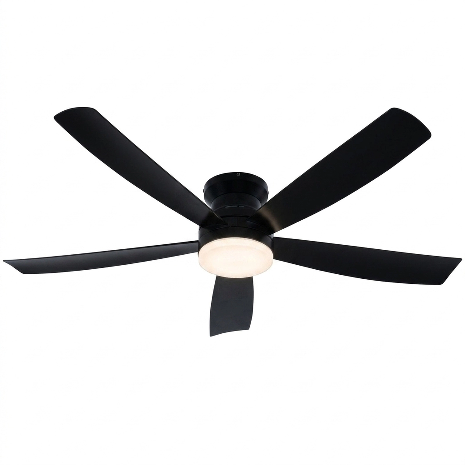 SUGIFT 52-in 5-Blade Flush Mount Ceiling Fan 3CCT LED Light Remote Control 6 Speeds Reversible Motor Black