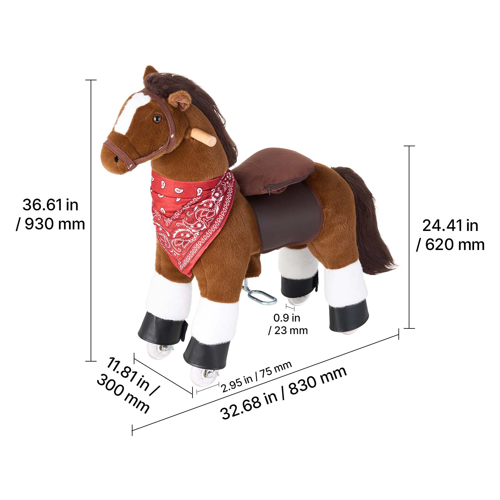 HONGGE Ride On Horse Riding Toys for Kids, No Battery Required, Smooth Wheels, Max Load Capacity for Ages