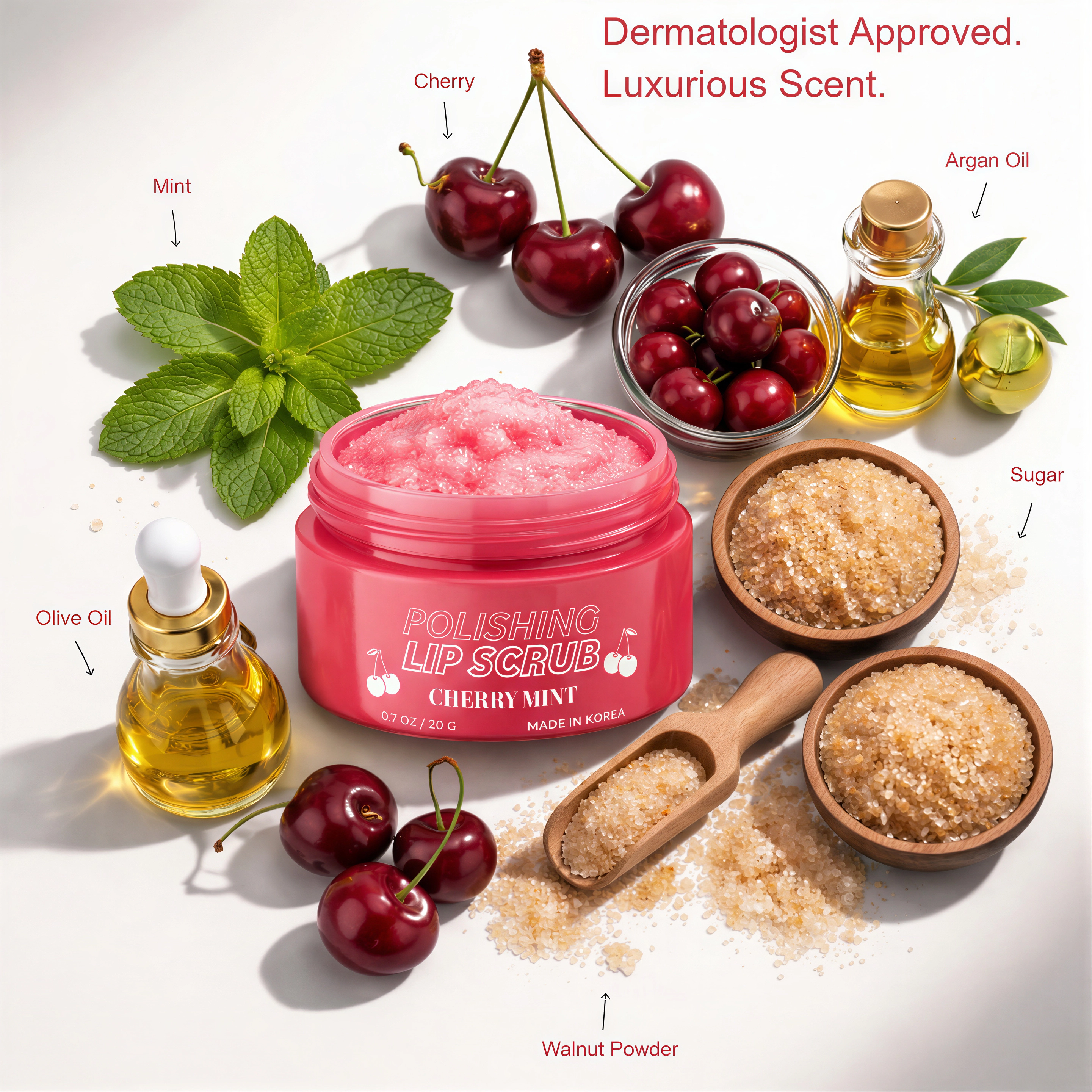 Lovery  Korean Skincare Lip Care Duo Set - Cherry Mint Exfoliating Lip Scrub & Apple and Pear Overnight Lip Mask