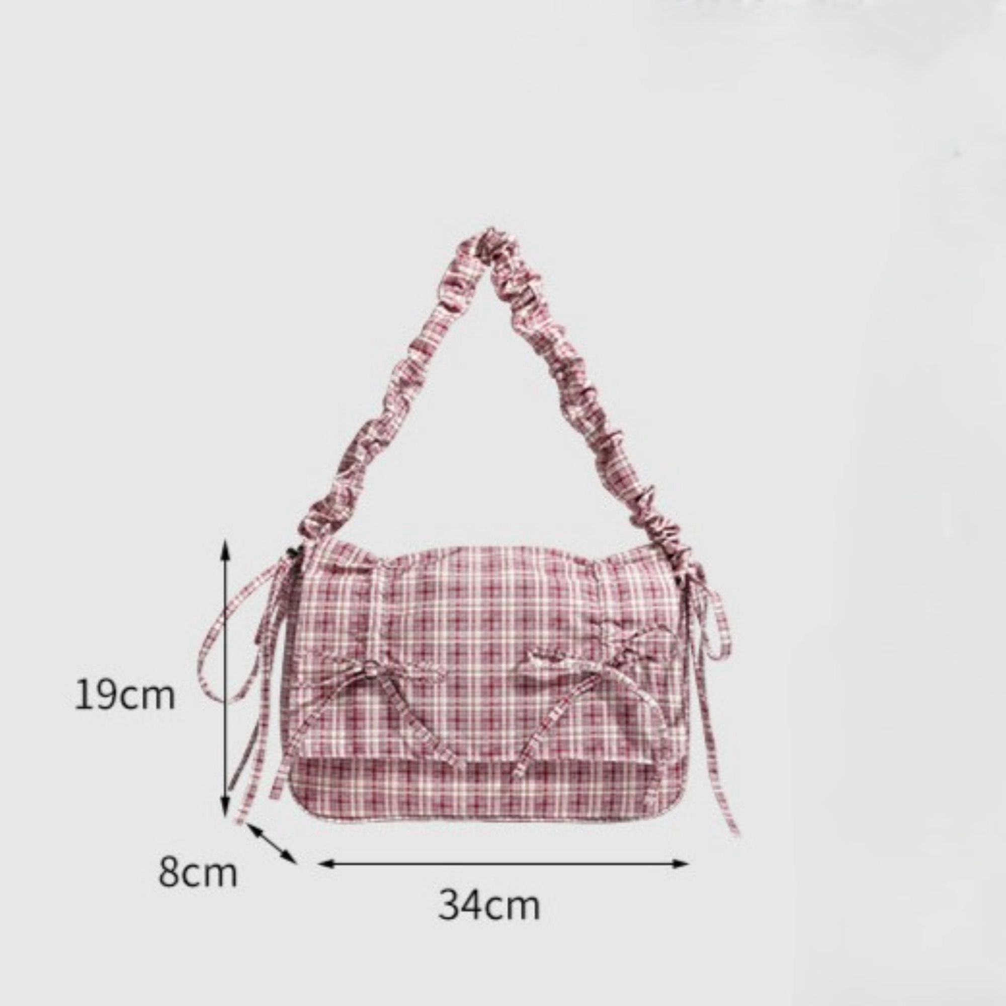Alilang Women's Plaid Shoulder Bag with Ruched Strap and Bow Detail