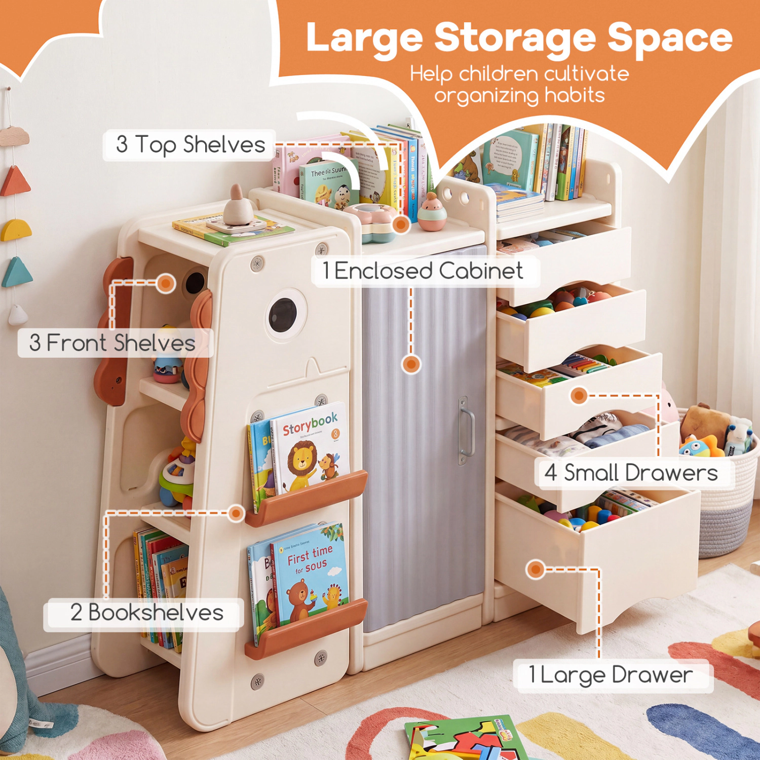 Hivvago Kids Toy Storage Organizer with Removable Bins