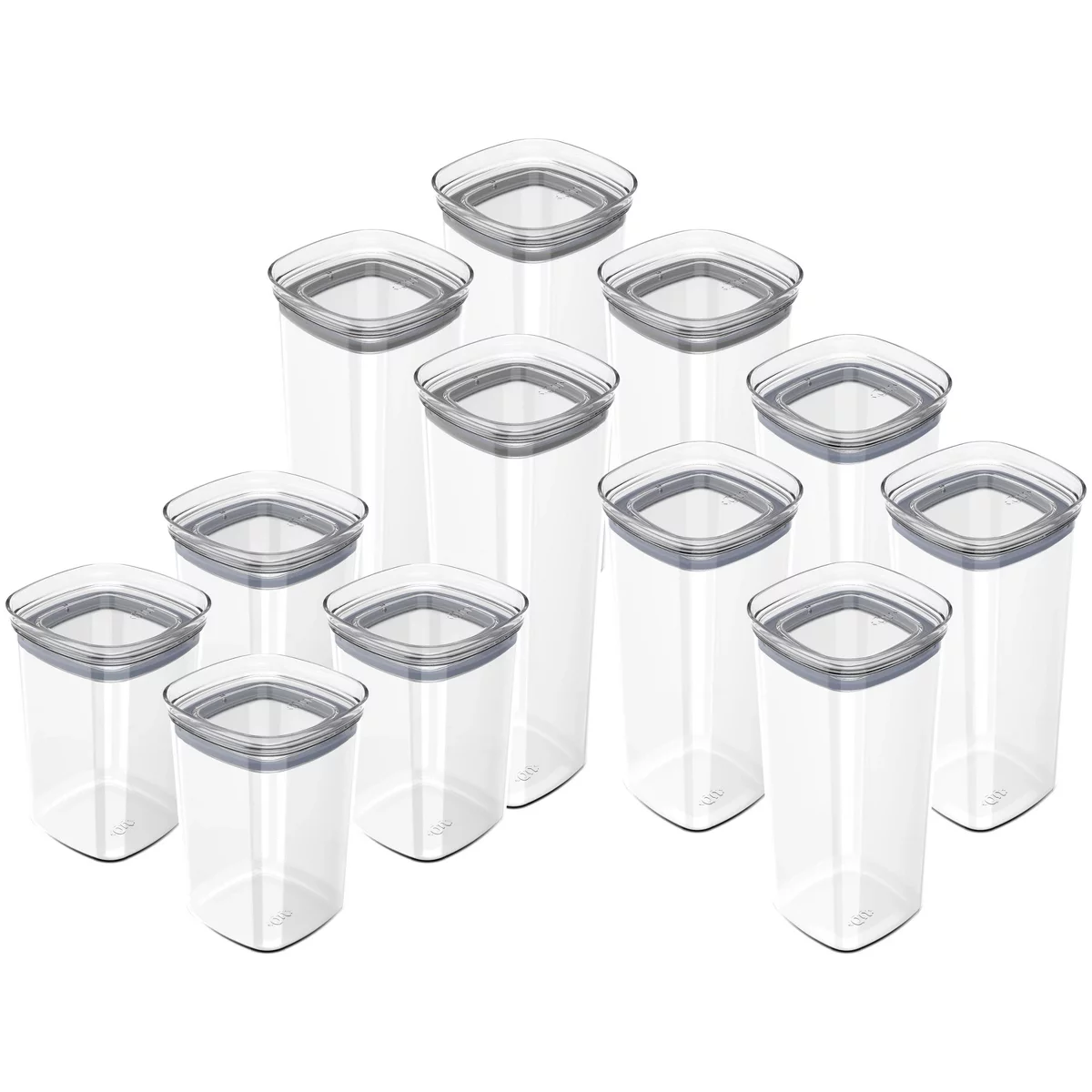 OU Airtight Food Storage Container 24pc, BPA Free Clear Plastic Containers w/ Leak Proof Lid, Stackable Pantry Organizer
