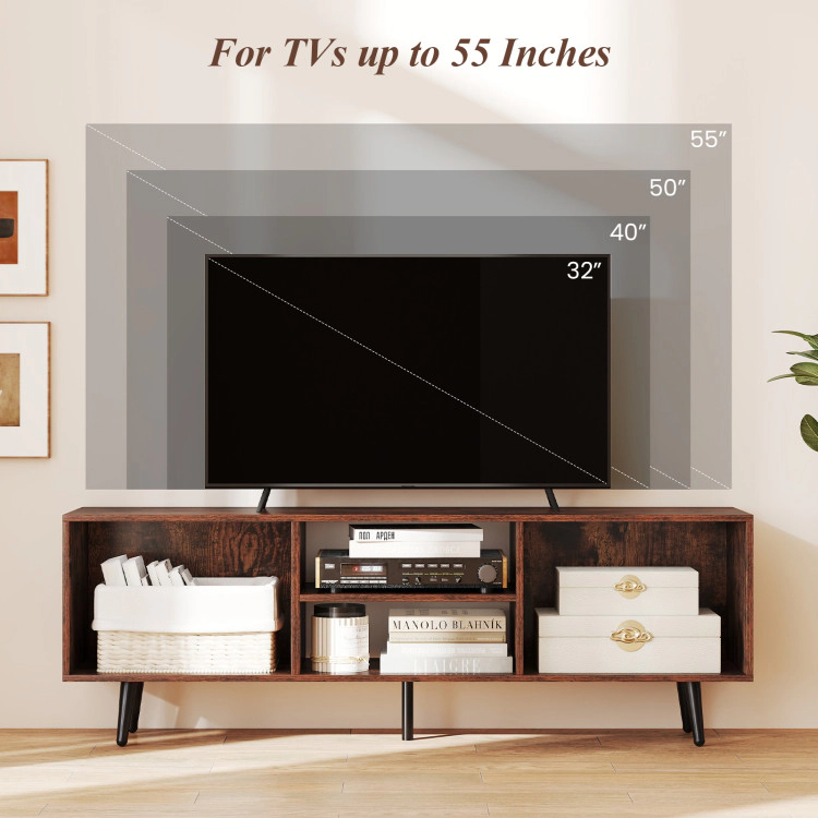 Hivvago 47.5 Inches Tv Stand For 55-Inch With Compartments And Metal Legs-White