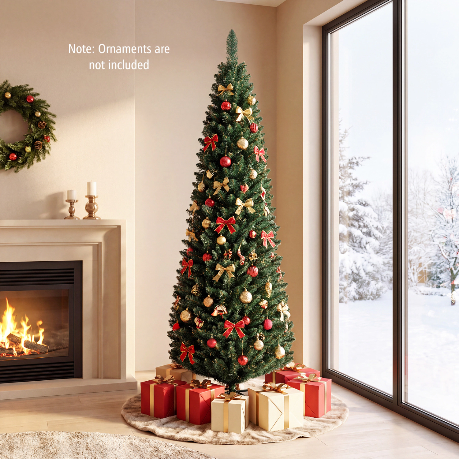 LJG PVC Artificial Slim Pencil Christmas Tree