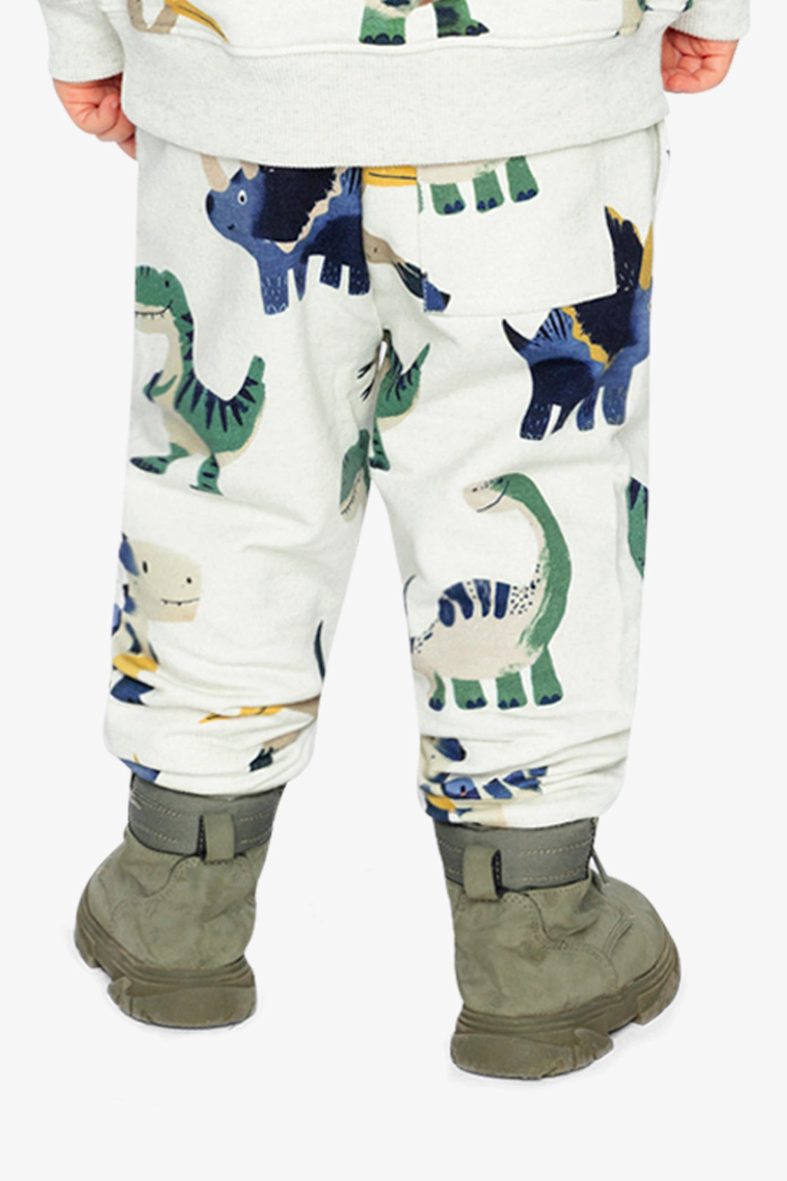 Deux par Deux Boys Fleece Dinosaur Print Drawstring Sweatpants with Pockets