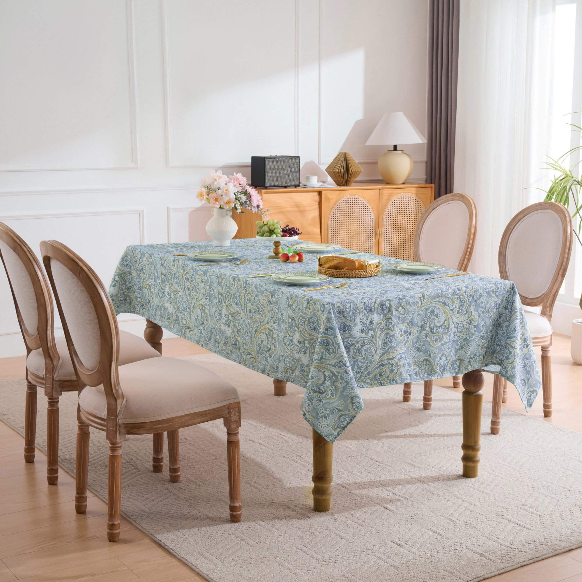 Sweet Home Collection Printed Waterproof Fabric Watercolor Paisley Tablecloths