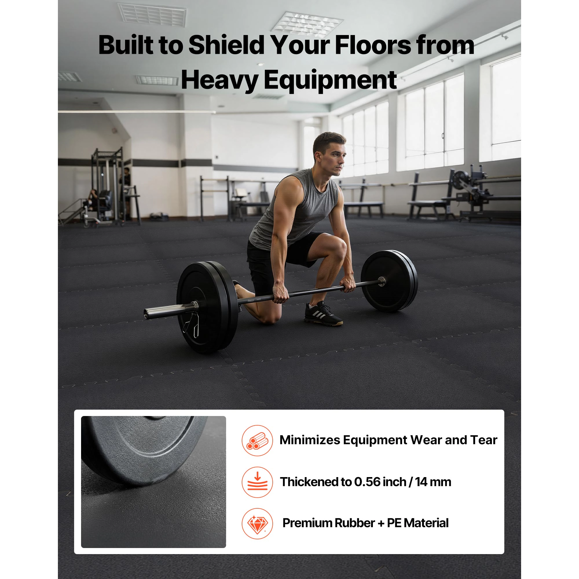 HONGGE Puzzle Exercise Mat Fitness Equipment Mats 24 x 24 x 0.56 in High-Density EVA Foam Gym Mats Set Interlocking