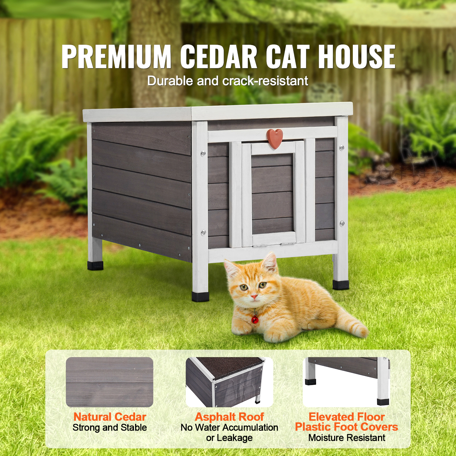 HONGGE Outdoor Cat House Weatherproof Feral Cat Shelter for Multiple Cats Outdoor Wooden Cat Rabbit House with