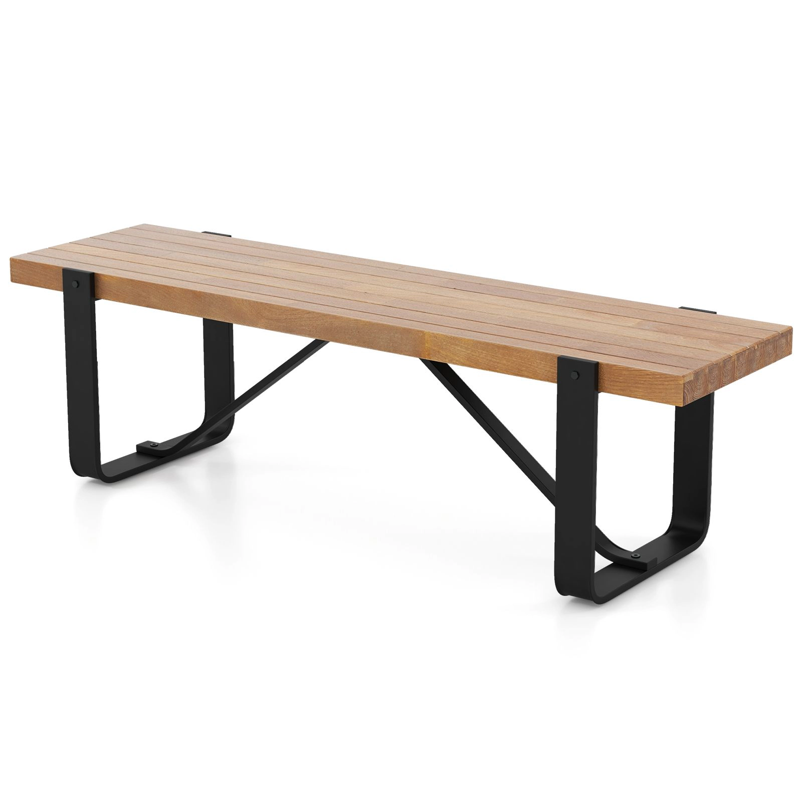 SlickBlue Unisex Rustic Farmhouse Entryway Bench with Metal Frame