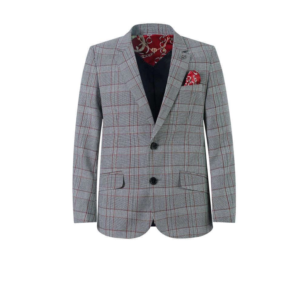 Elie Balleh Boys Slim Fit Plaid Blazers Sports Coat Jacket