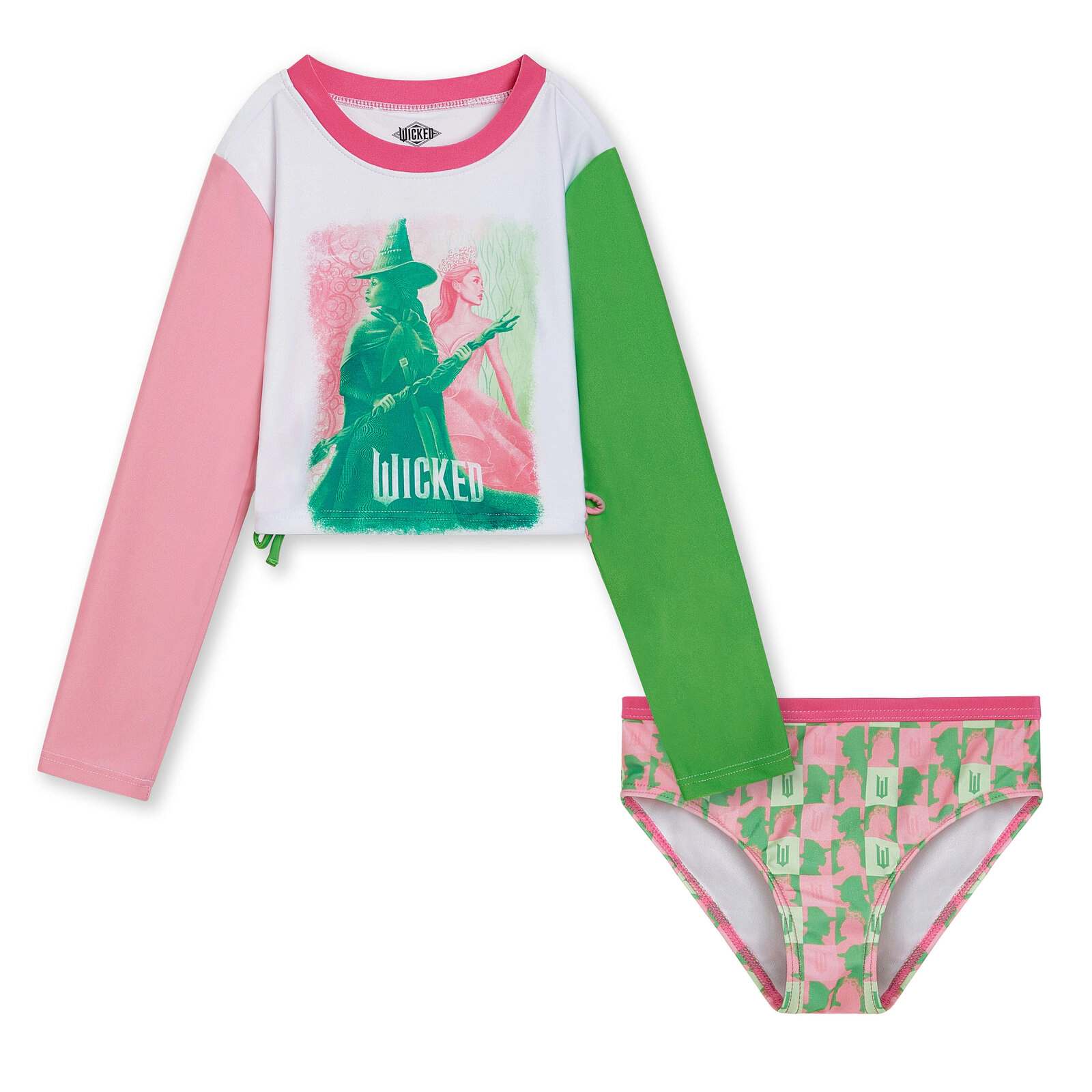Wicked Girls' Cropped Swimwear Rash Guard and Bikini Set