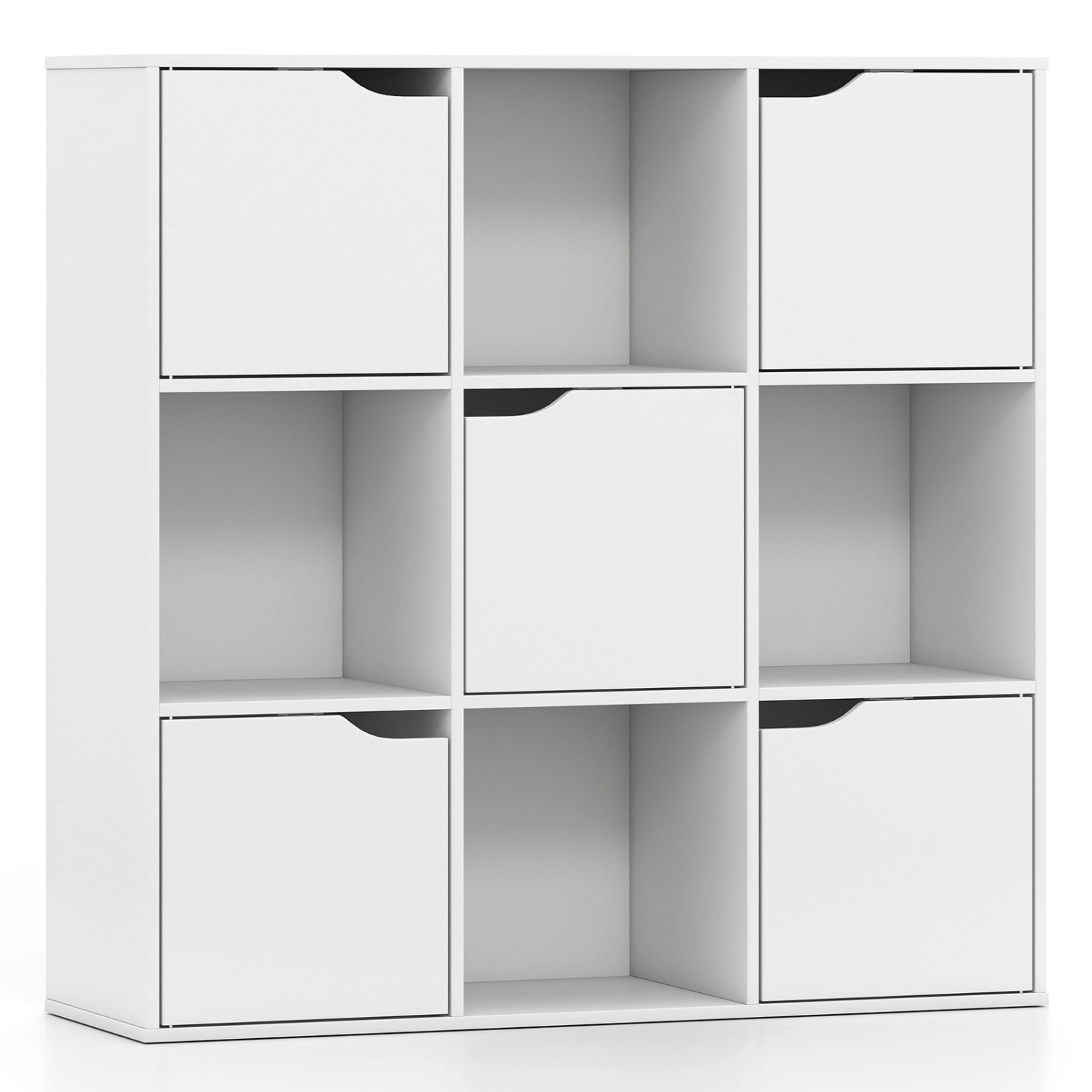 LJG Free Standing 9 Cube Storage Wood Divider Bookcase for Home and Office