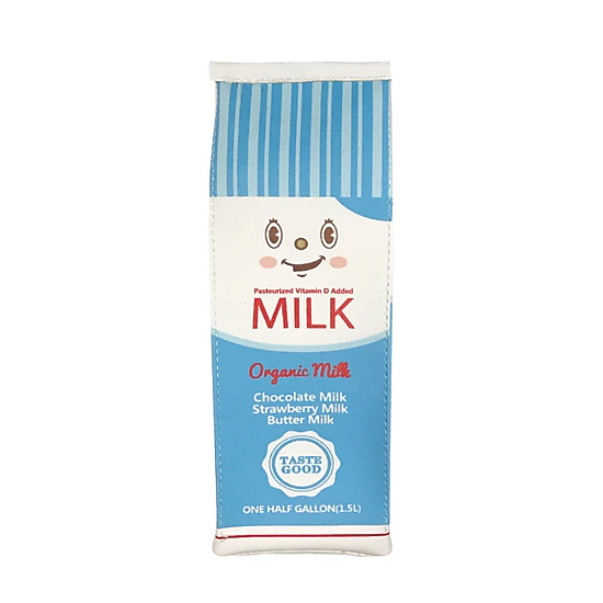 Wrapables PU Leather Milk Carton Pencil Pouches (Set of 2)