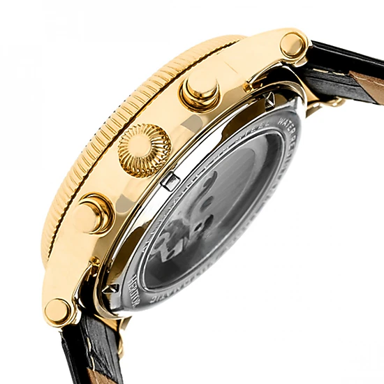 Heritor Automatic Winston Semi-Skeleton Leather-Band Watch